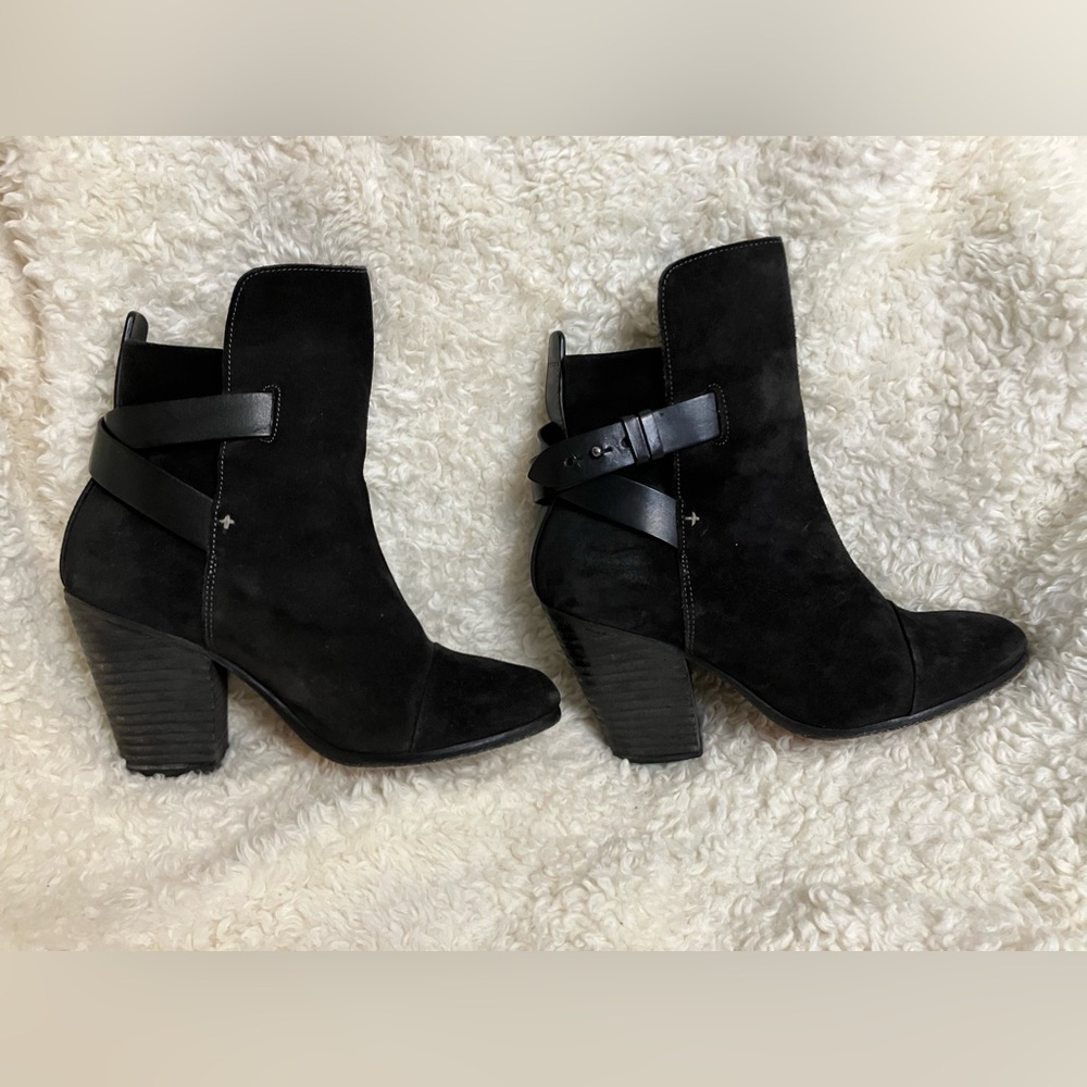 Rag & Bone Kinsey Suede Ankle Boots Booties Black Size US 6/ EU 36